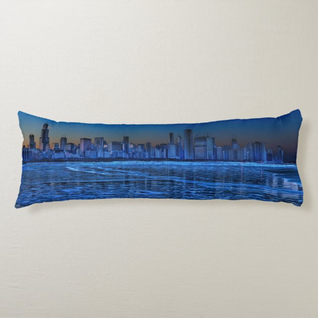 Cojín Ciudad de hombros amplios y del lago Michigan (Anverso)