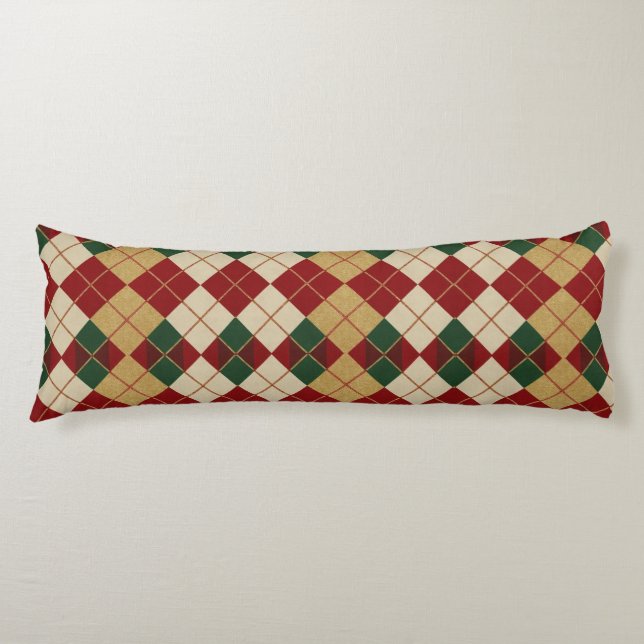 Cojín Clásico, patrón argyle de Navidad/invierno (Anverso)