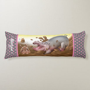 Cojín Colchón gigante de cuerpo Hippos en gris rosado ba