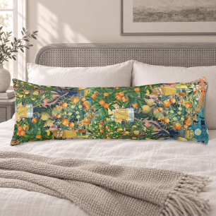 Cojín Collage de cítrico siciliano naranja azul turquesa