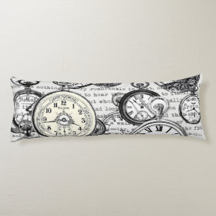 Cojín Collage de reloj de bolsillo victoriano Alicia en 