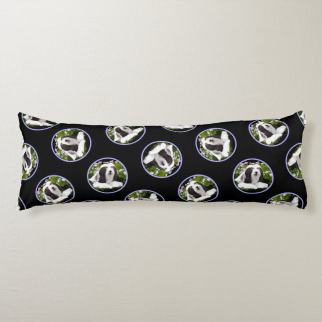 Cojín Collie Beardie Black Painting Cute Dog Art (Anverso)