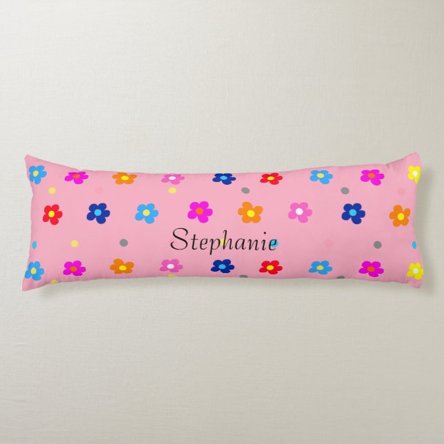 Cojín Color rosa de la flor personalizado (Anverso)