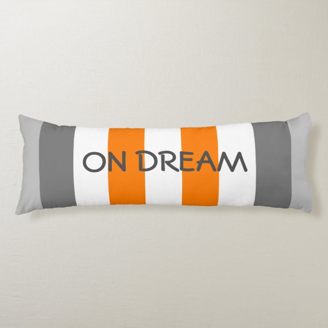 Cojín Color tachado gris y Naranja con texto (Anverso)