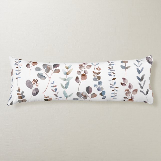 Cojín Colorida acuarela Eucalyptus patrón de hojas  (Anverso)
