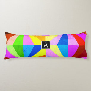 Cojín Colorido Moderno Geométrico Multi-Color Monogram