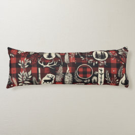 Cojín Cómodo Refugio de Cabaña – Cuadro de Búfalo Rojo y