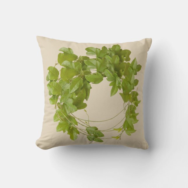 cojín con hojas verdes de enredadera trepadora (Anverso)