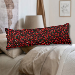Cojín Confeti Rojo Elegante sobre Estilo de Brillo Negro