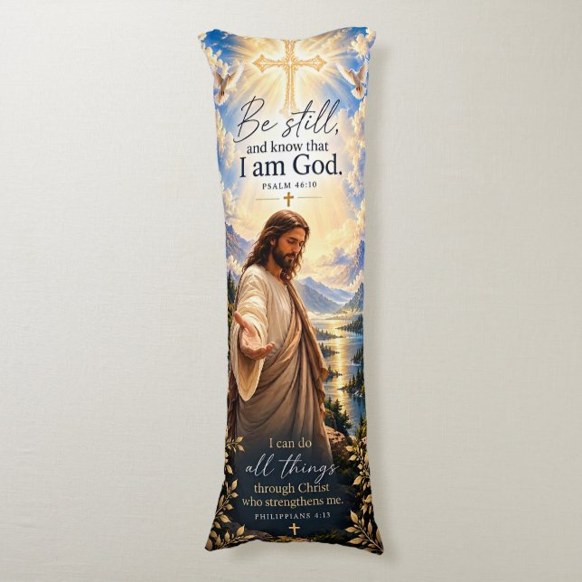 Cojín Conoce que soy Dios Religioso (Frente vertical)
