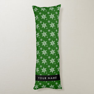 Cojín Copia de Copos de Nieve Blancas, Verde, Tu nombre,