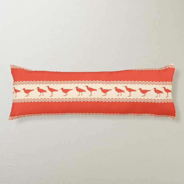 Cojín Coral Coastal Sandpiper Bird Stripes (Anverso)