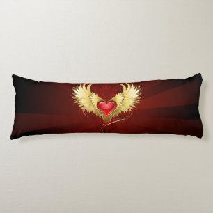 Cojín Corazón Rojo con Alas Doradas