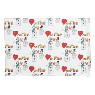 Cojín Corazones de Funda de almohada en el muñeco de nie