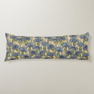Cojín Cornflores azules, flores silvestres en amarillo h