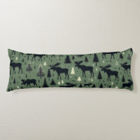 Cosy Moose and Pines Forest Green