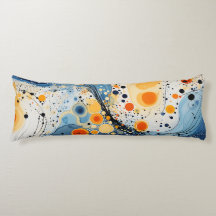 Coussin long Abstrait Vagues Bleu et Orange
