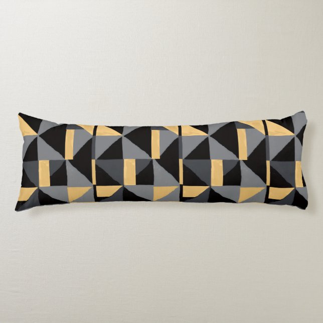 Cojín Coussin Long Géométrie | Noir, Or Style Artisanal (Anverso)