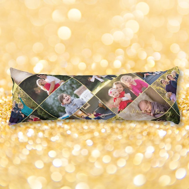 Cojín Crea tu propio collage chic personalizado de 14 fo (Create Your Own Personalized 14 Photo Collage Chic Body Pillow)