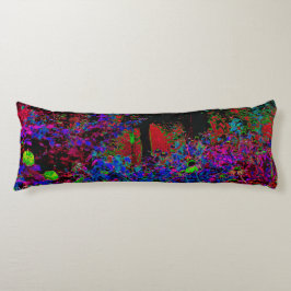 Cojín Crimson Psicodélico Rojo y Amanecer del Jardín Neg