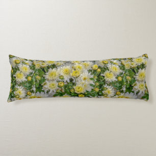 Cojín Crisantemo Floral Amarillo Verde Blanco