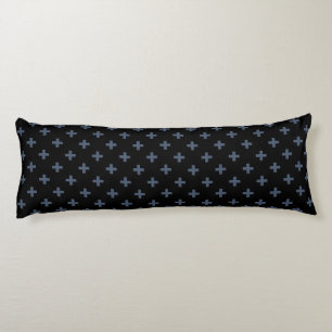 Cojín Cruces de polka azul-gris sobre negro