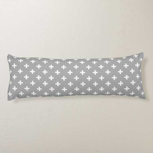 Cojín Cruces de polka blanca en gris (Reverso)