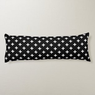 Cojín Cruces de polka blanca sobre negro