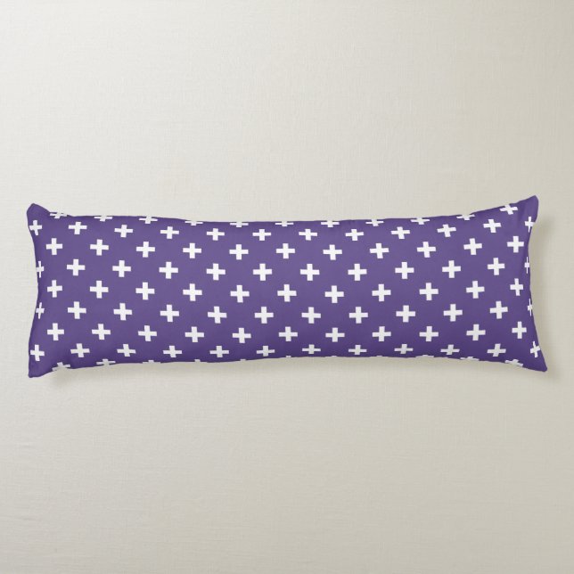 Cojín Cruces de polka blanca sobre ultravioleta (Reverso)