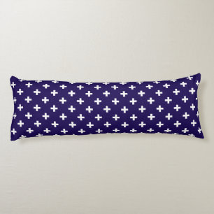 Cojín Cruces de polka blanco sobre azul marino