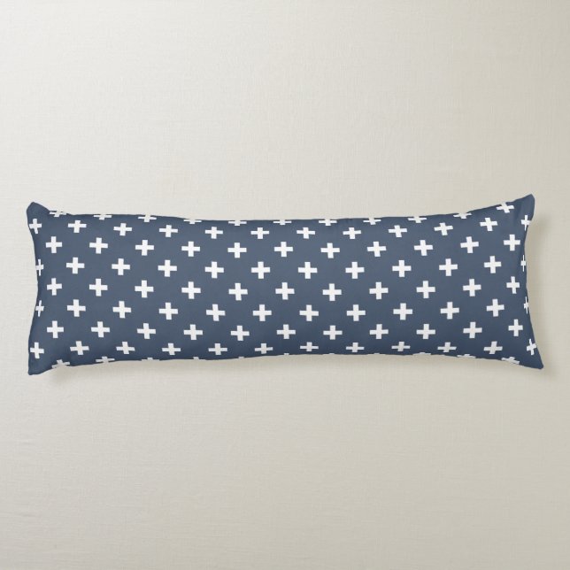 Cojín Cruces de polka blanco sobre gris azul (Reverso)