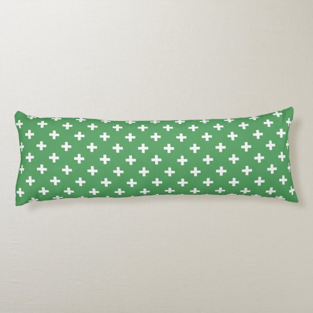 Cojín Cruces de polka blanco sobre verde (Reverso)