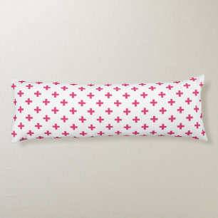 Cojín Cruces de polka de Fuchsia sobre blanco