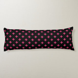 Cojín Cruces de polka de Fuchsia sobre negro