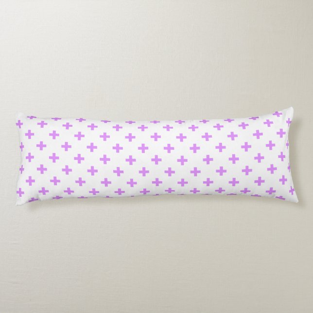 Cojín Cruces de polka de Lilac sobre blanco (Reverso)