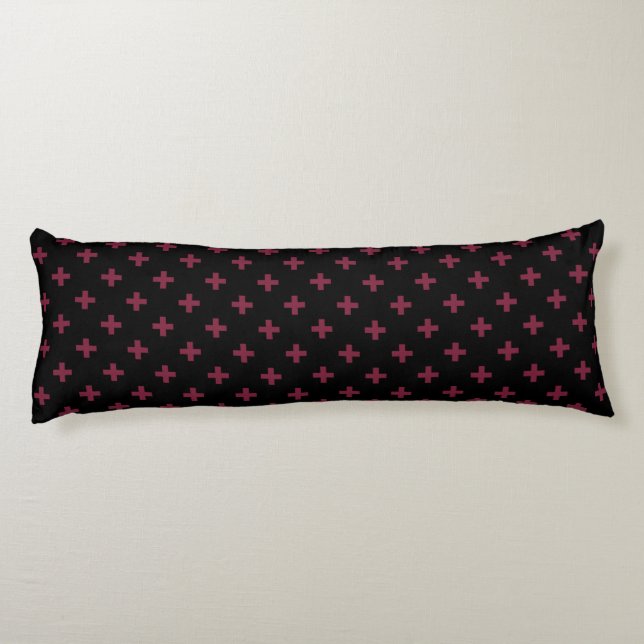 Cojín Cruces de polka de moras sobre negro (Reverso)