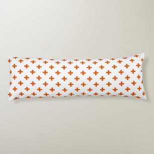 Cojín Cruces de polka naranja sobre blanco