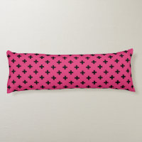 Cruces de polka negra en fucsia