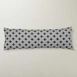 Cojín Cruces de polka negra en gris