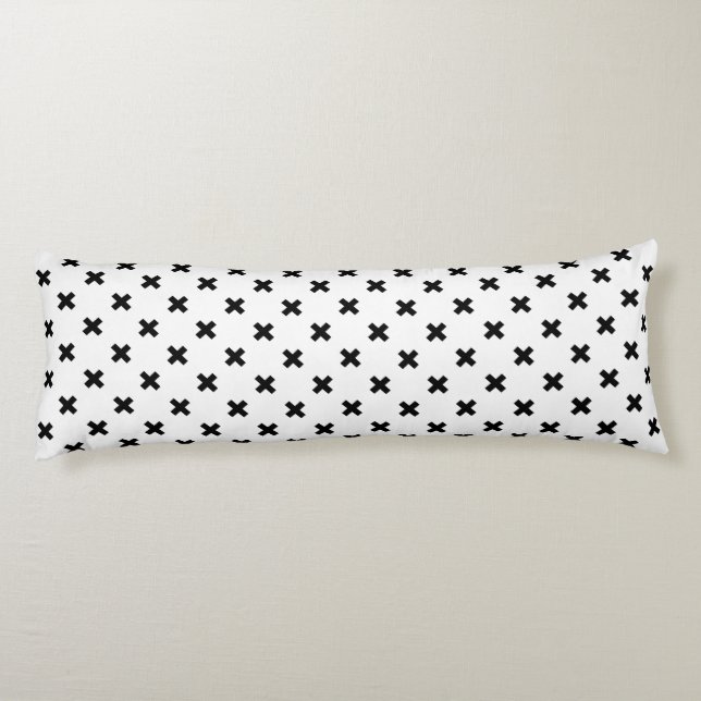 Cojín Cruces de polka negra sobre blanco (Reverso)