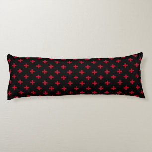 Cojín Cruces de polka roja sobre negro