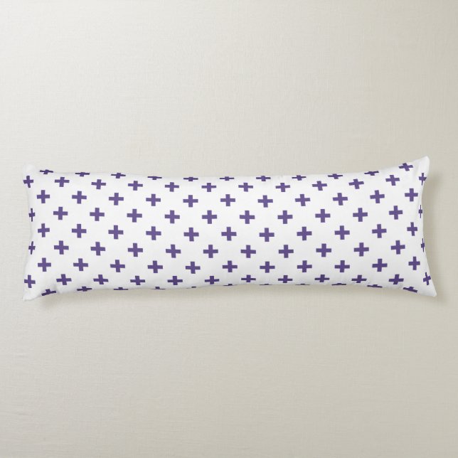 Cojín Cruces de polka ultravioleta sobre blanco (Reverso)