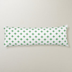 Cojín Cruces de polka verde sobre blanco
