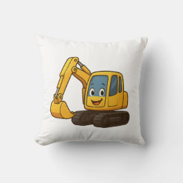 cojín cuadrado con diseño de excavador amarillo