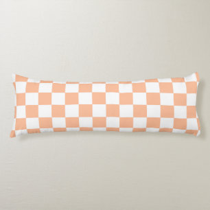 Cojín Cuadrados a cuadros melocotón naranja blanco geomé