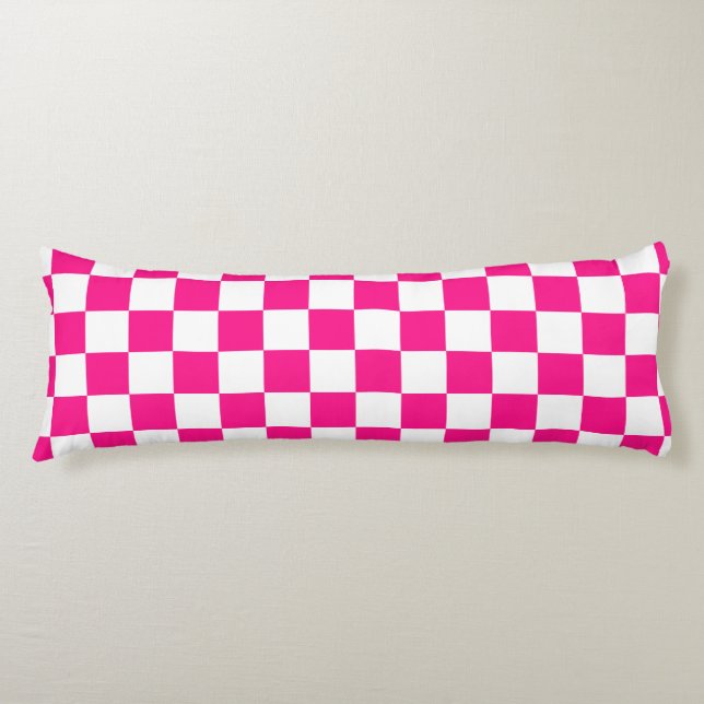 Cojín Cuadrados controlados retro geométrico blanco rosa (Anverso)