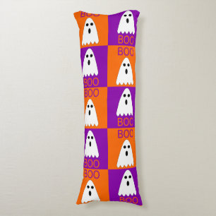 Cojín Cuadrados de boo fantasma morado y Naranja de Hall