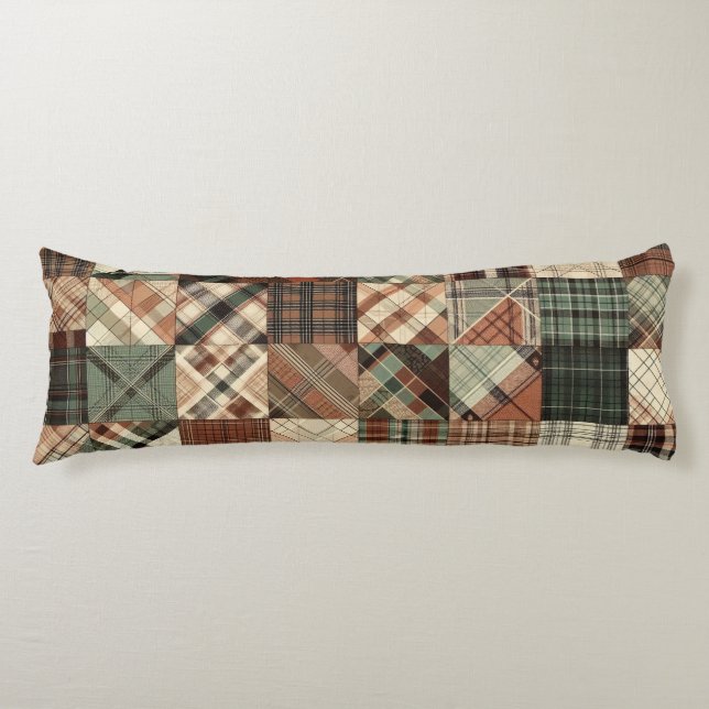 Cojín Cuadrados de Patchwork de Cuadros Abigarrados (Anverso)