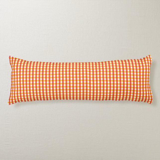 Cojín Cuadro de Gingham Rojo Amarillo   (Anverso)