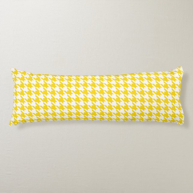 Cojín Cuadro Escocés Amarillo y Blanco Houndstooth (Anverso)